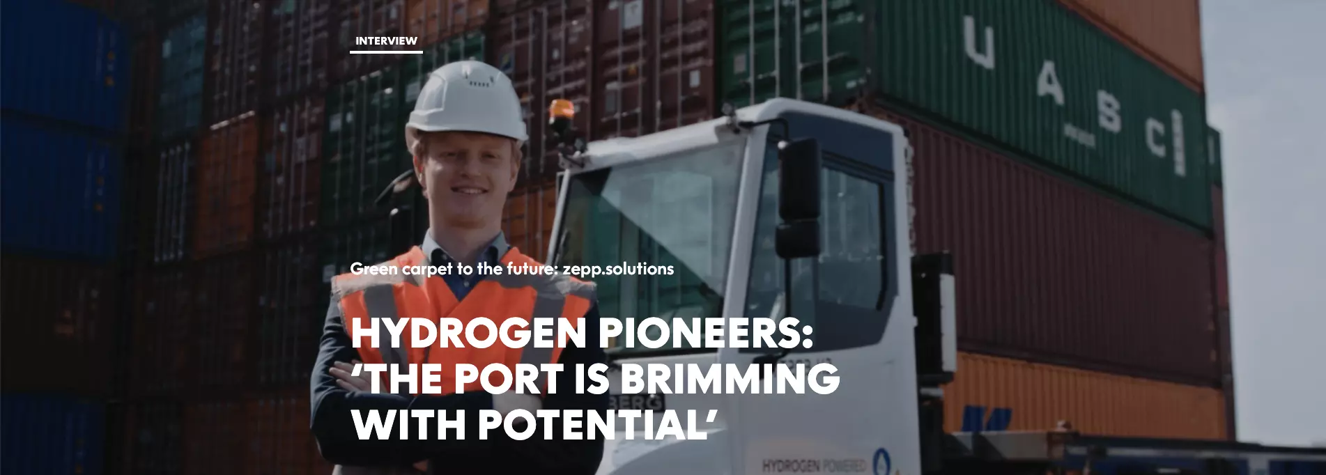 Screenshot of Port of Rotterdam article about zepp.solutions. Article focusses on fuel cell system solutions